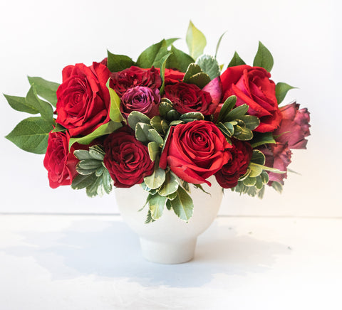 Bright pink and red rose arrangement